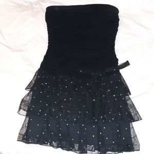 Byer Too Strapless Cocktail Dress Black w/Holographic Bling Size Medium‎